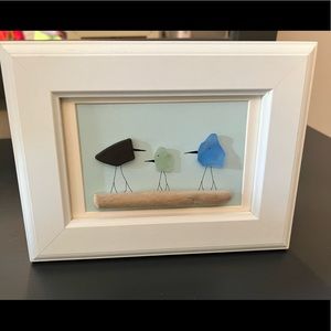 Seaglass bird farmed art
